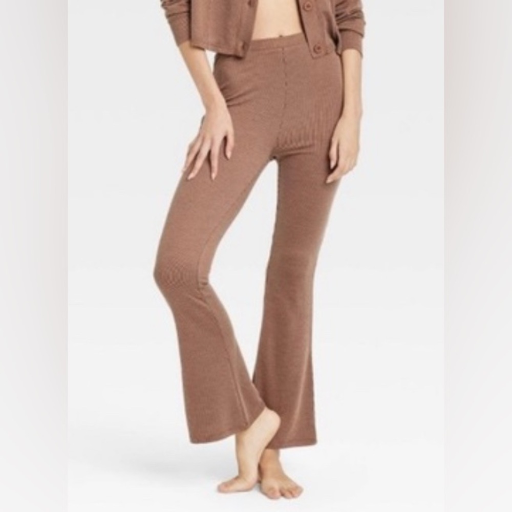 Colsie Knit Lounge Flare Pants Brown Ribbed Size XL